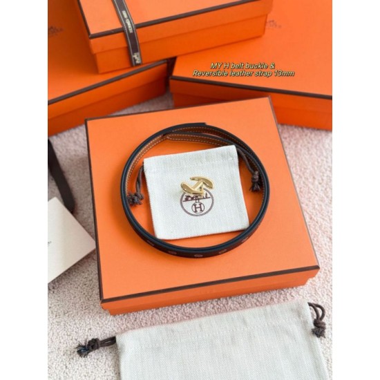 Special Grade Replica Hermes Women's My H and Reversible Hermès sur Mer Belt, 13 mm, Black/Brown Clone Sale