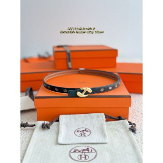 Special Grade Replica Hermes Women's My H and Reversible Hermès sur Mer Belt, 13 mm, Black/Brown Clone Sale