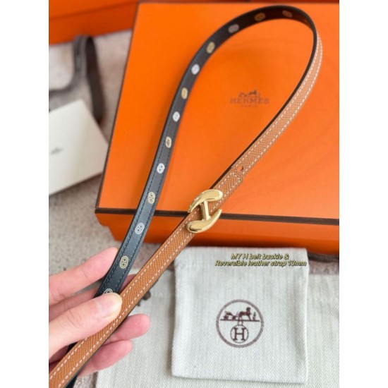 Special Grade Replica Hermes Women's My H and Reversible Hermès sur Mer Belt, 13 mm, Black/Brown Clone Sale