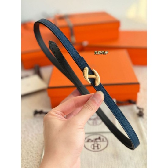 Special Grade Replica Hermes Women's My H and Reversible Hermès sur Mer Belt, 13 mm, Blue/Black Clone Sale