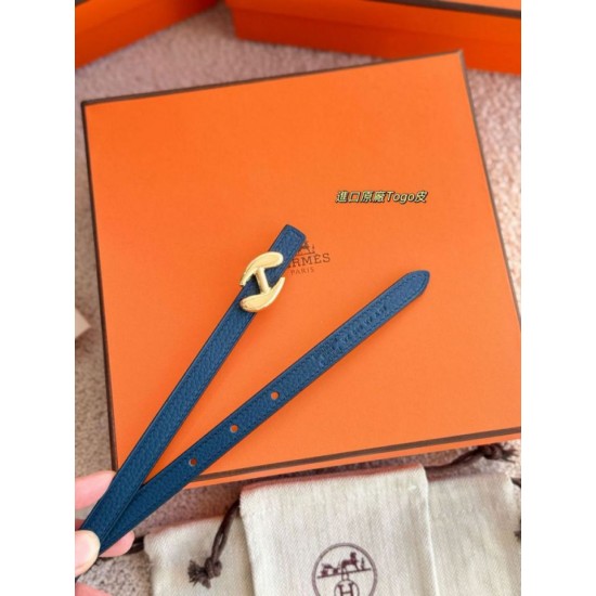 Special Grade Replica Hermes Women's My H and Reversible Hermès sur Mer Belt, 13 mm, Blue/Black Clone Sale