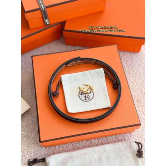 Special Grade Replica Hermes Women's My H and Reversible Hermès sur Mer Belt, 13 mm, Brown/Black Clone Sale
