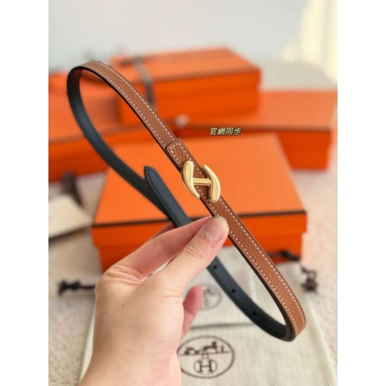 Special Grade Replica Hermes Women's My H and Reversible Hermès sur Mer Belt, 13 mm, Brown/Black Clone Sale