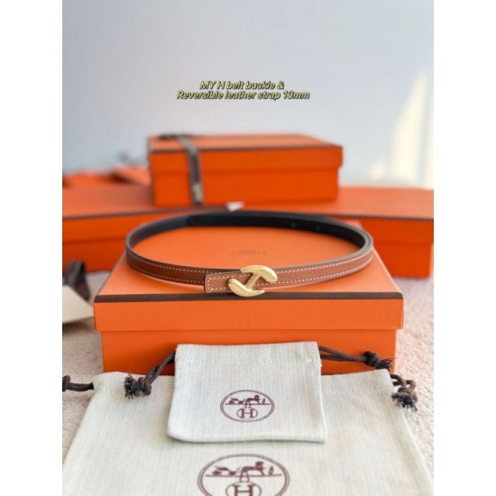 Special Grade Replica Hermes Women's My H and Reversible Hermès sur Mer Belt, 13 mm, Brown/Black Clone Sale
