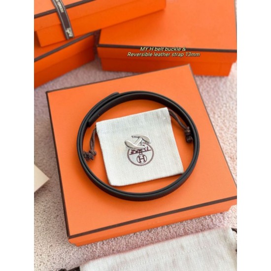 Special Grade Replica Hermes Women's My H Belt and Hermès sur Mer 13 mm Black Clone Sale