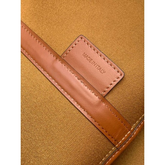 Special Grade Replica Celine Triomphe Soft Shopper Bag in Tan Canvas/Calfskin Clone Sale