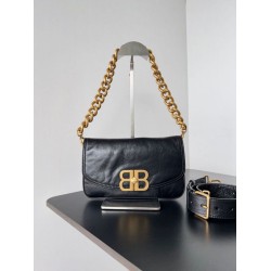 Replica Balenciaga BB Soft Flap Shoulder Bag with Gold Hardware Clone
