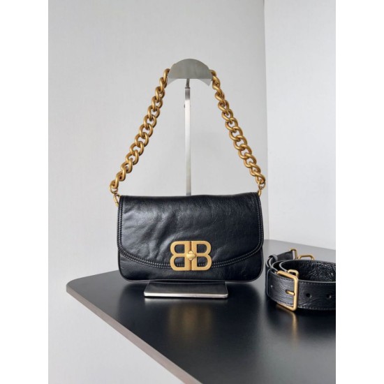 Replica Balenciaga BB Soft Flap Shoulder Bag with Gold Hardware Clone