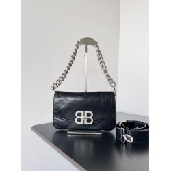 Special Grade Replica Balenciaga BB Soft Flap Shoulder Bag with Silver Hardware Clone Sale