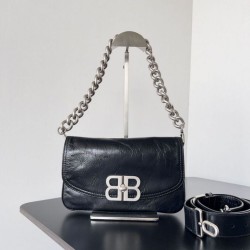 Special Grade Replica Balenciaga BB Soft Flap Shoulder Bag with Silver Hardware Clone Sale