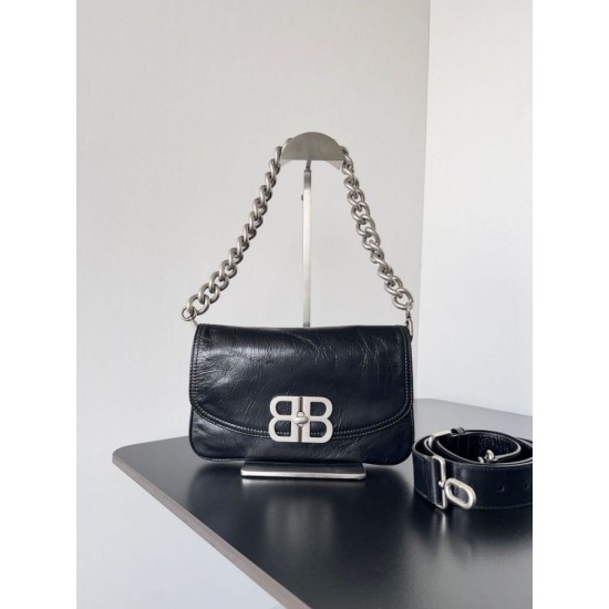 Special Grade Replica Balenciaga BB Soft Flap Shoulder Bag with Silver Hardware Clone Sale