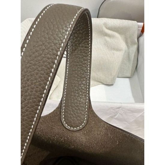 Special Grade Replica Hermes Picotin Lock 18 Etoupe bag in gray with silver hardware Clone Sale