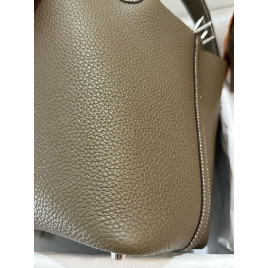 Special Grade Replica Hermes Picotin Lock 18 Etoupe bag in gray with silver hardware Clone Sale