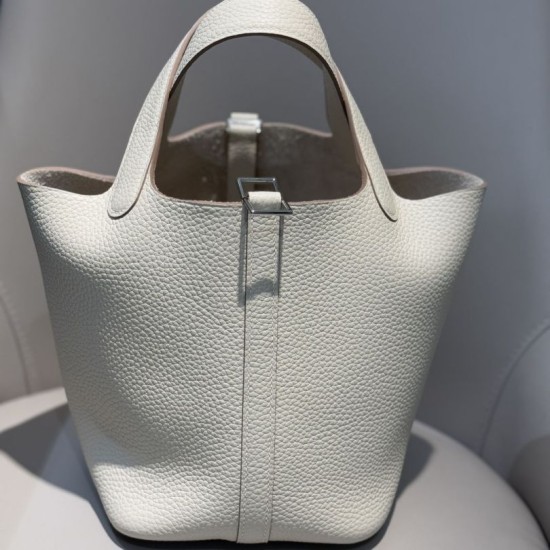 Special Grade Replica Hermes Picotin Lock 18 Etoupe bag in beige with silver hardware Clone Sale