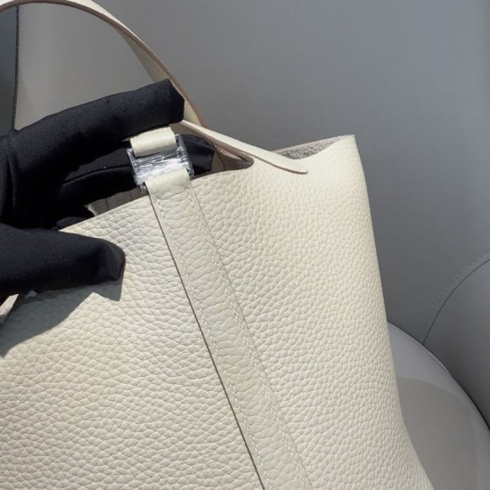 Special Grade Replica Hermes Picotin Lock 18 Etoupe bag in beige with silver hardware Clone Sale