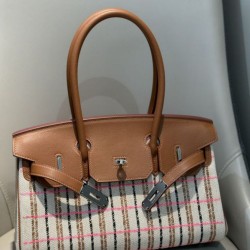 Special Grade Replica Hermes Birkin 29 shoulder bag in Toile H embroidered canvas, brown Clone Sale