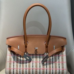 Special Grade Replica Hermes Birkin 29 shoulder bag in Toile H embroidered canvas, brown Clone Sale