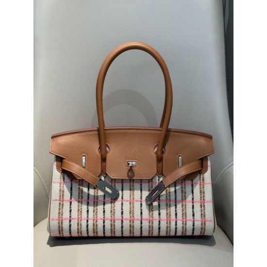 Special Grade Replica Hermes Birkin 29 shoulder bag in Toile H embroidered canvas, brown Clone Sale