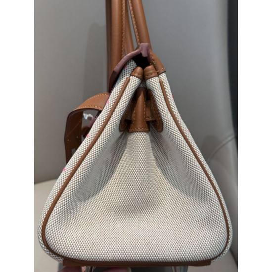 Special Grade Replica Hermes Birkin 29 shoulder bag in Toile H embroidered canvas, brown Clone Sale