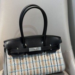 Special Grade Replica Hermes Birkin 29 shoulder bag in Toile H embroidered canvas, black Clone Sale