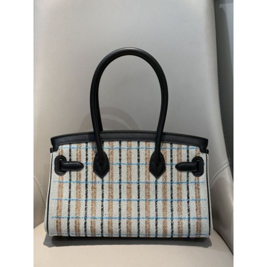 Special Grade Replica Hermes Birkin 29 shoulder bag in Toile H embroidered canvas, black Clone Sale