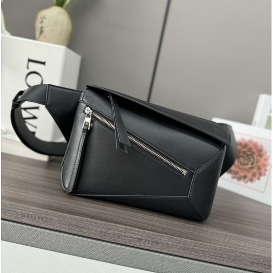 Special Grade Replica Loewe Small Puzzle Edge Classic Belt Bag in Black Clone Sale
