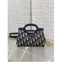Special Grade Replica Dior Jolie Top Handle Mini Bag Dior Oblique jacquard S3123 Blue Clone Sale