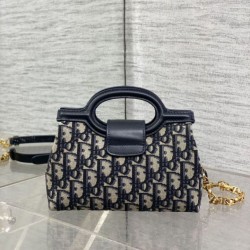 Special Grade Replica Dior Jolie Top Handle Mini Bag Dior Oblique jacquard S3123 Blue Clone Sale