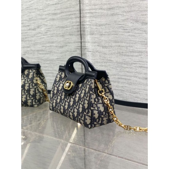 Special Grade Replica Dior Jolie Top Handle Mini Bag Dior Oblique jacquard S3123 Blue Clone Sale