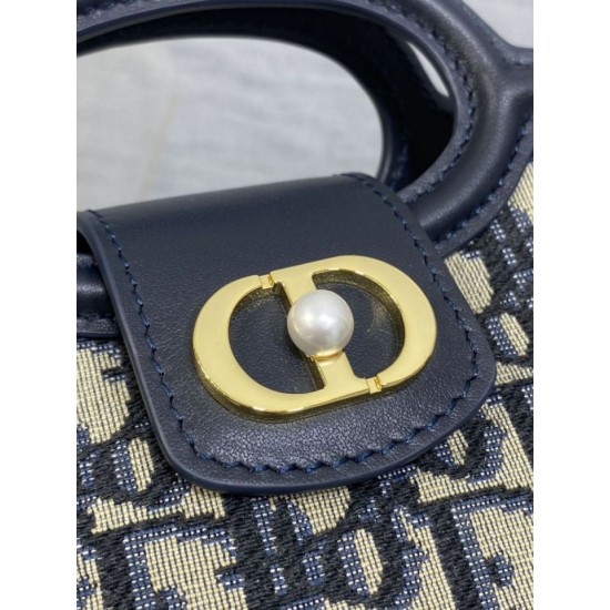 Special Grade Replica Dior Jolie Top Handle Mini Bag Dior Oblique jacquard S3123 Blue Clone Sale