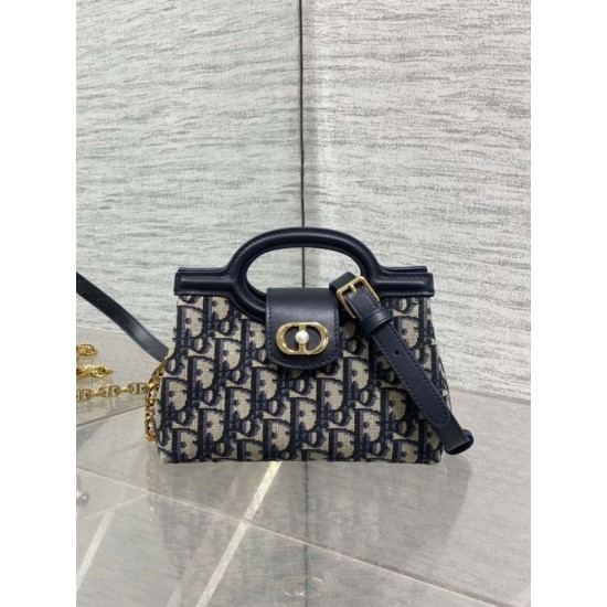 Special Grade Replica Dior Jolie Top Handle Mini Bag Dior Oblique jacquard S3123 Blue Clone Sale