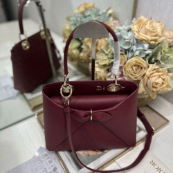 Special Grade Replica Dior CD 26SS Bow-Adorned Tote Bag Burgundy Clone Sale