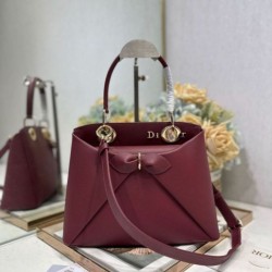 Special Grade Replica Dior CD 26SS Bow-Adorned Tote Bag Burgundy Clone Sale