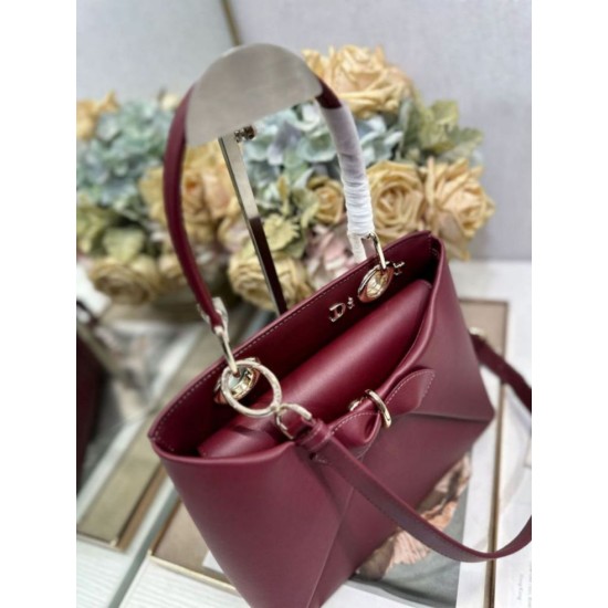 Special Grade Replica Dior CD 26SS Bow-Adorned Tote Bag Burgundy Clone Sale