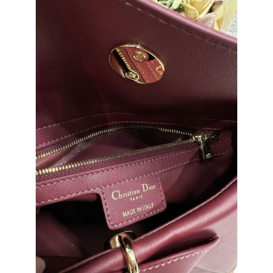 Special Grade Replica Dior CD 26SS Bow-Adorned Tote Bag Burgundy Clone Sale