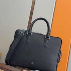 Special Grade Replica Dior CD Icon Men Zipper Briefcase Tote Shoulder Bag Black Clone Sale