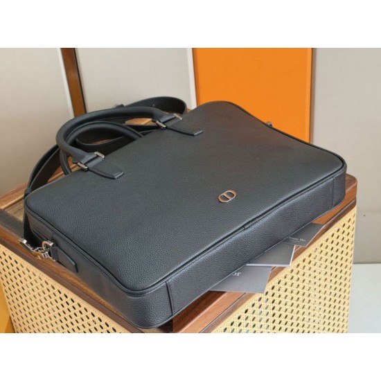 Special Grade Replica Dior CD Icon Men Zipper Briefcase Tote Shoulder Bag Black Clone Sale