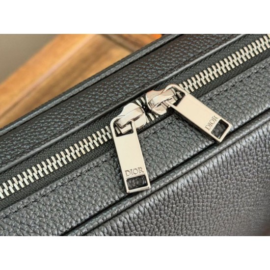 Special Grade Replica Dior CD Icon Men Zipper Briefcase Tote Shoulder Bag Black Clone Sale