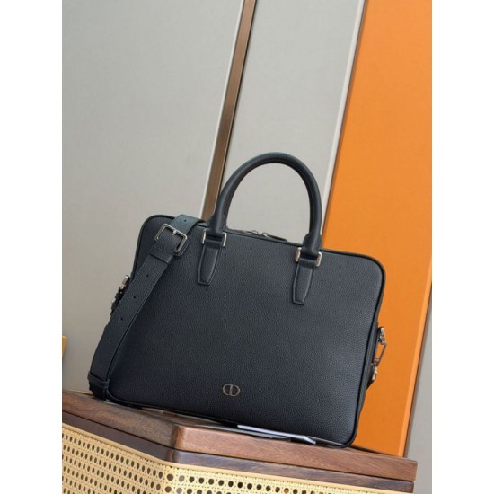 Special Grade Replica Dior CD Icon Men Zipper Briefcase Tote Shoulder Bag Black Clone Sale
