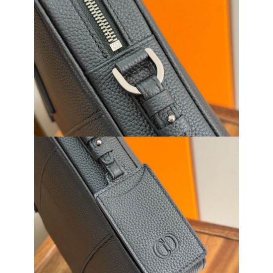 Special Grade Replica Dior CD Icon Men Zipper Briefcase Tote Shoulder Bag Black Clone Sale