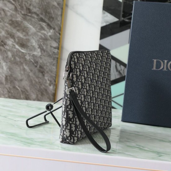 Special Grade Replica Dior A4 Zipper Clutch Dior Oblique Bag Black Clone Sale