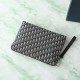 Special Grade Replica Dior A4 Zipper Clutch Dior Oblique Bag Black Clone Sale