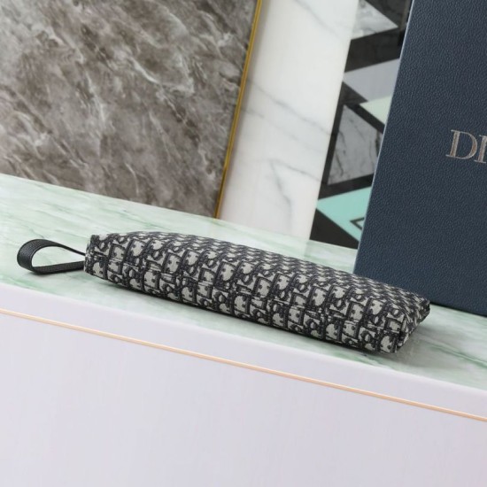 Special Grade Replica Dior A4 Zipper Clutch Dior Oblique Bag Black Clone Sale
