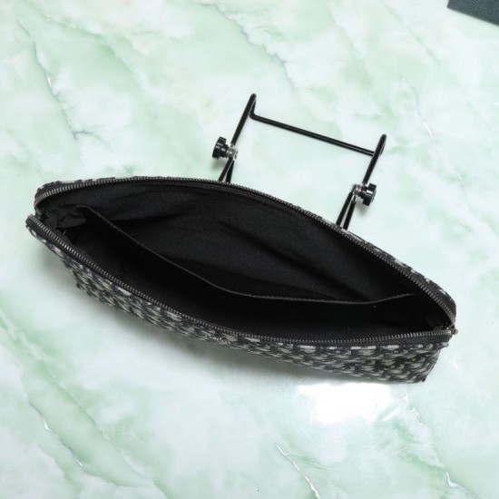 Special Grade Replica Dior A4 Zipper Clutch Dior Oblique Bag Black Clone Sale