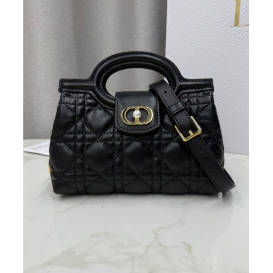 Special Grade Replica Dior Jolie Top Handle Mini Bag Cannage S3123 Black Clone Sale