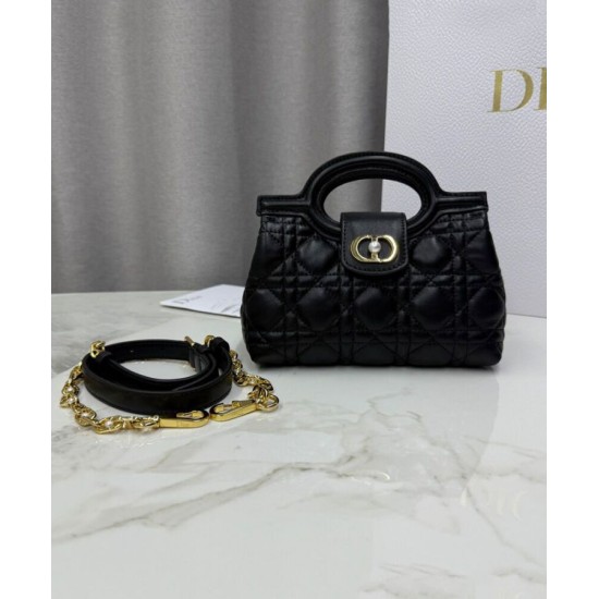 Special Grade Replica Dior Jolie Top Handle Mini Bag Cannage S3123 Black Clone Sale