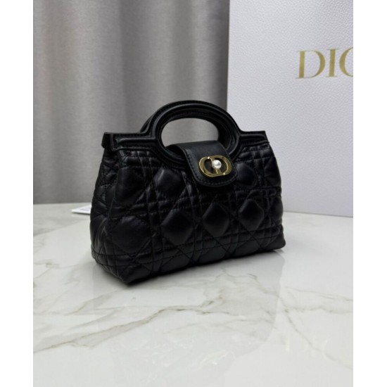 Special Grade Replica Dior Jolie Top Handle Mini Bag Cannage S3123 Black Clone Sale