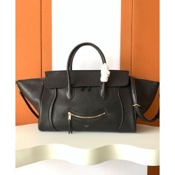 Special Grade Replica Celine Medium New Luggage Bag Shoulder tote bag Supple Shiny Lambskin Black Clone Sale