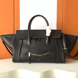 Special Grade Replica Celine Medium New Luggage Bag Shoulder tote bag Supple Shiny Lambskin Black Clone Sale
