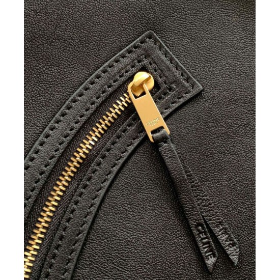 Special Grade Replica Celine Medium New Luggage Bag Shoulder tote bag Supple Shiny Lambskin Black Clone Sale